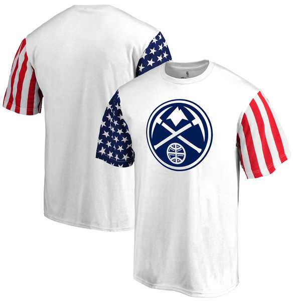 Men's Denver Nuggets Fanatics Branded Stars & Stripes T-Shirt White FengYun